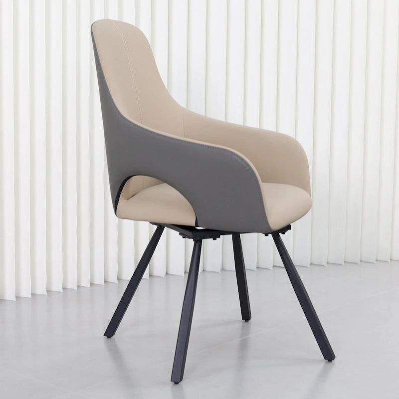 Chaises de salle à manger pivotantes en cuir microfibre bicolore (lot de 2) - 58 l x 50 P x 93 H cm