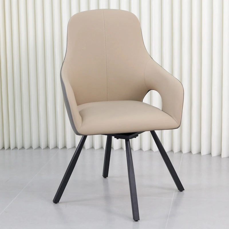Chaises de salle à manger pivotantes en cuir microfibre bicolore (lot de 2) - 58 l x 50 P x 93 H cm