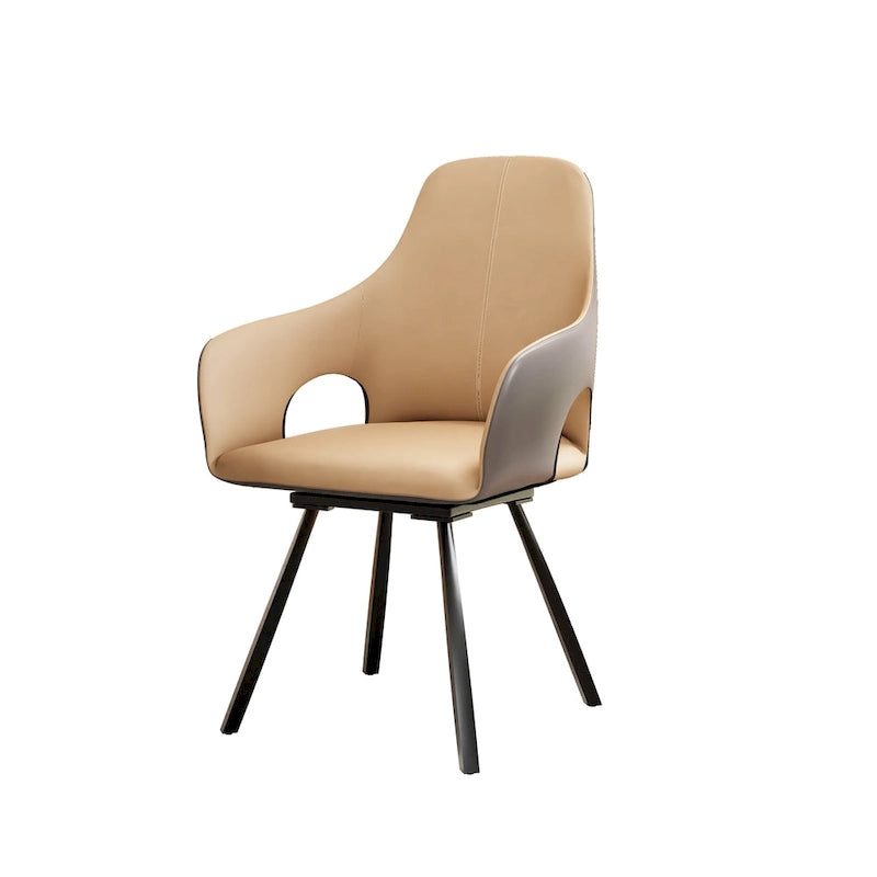 Chaises de salle à manger pivotantes en cuir microfibre bicolore (lot de 2) - 58 l x 50 P x 93 H cm