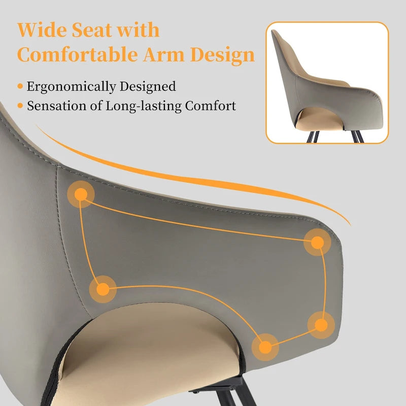 Chaises de salle à manger pivotantes en cuir microfibre bicolore (lot de 2) - 58 l x 50 P x 93 H cm
