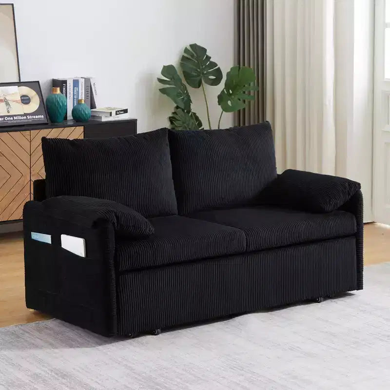 Canapé-lit convertible 3-en-1 en velours côtelé de 64,5 po avec lit gigogne