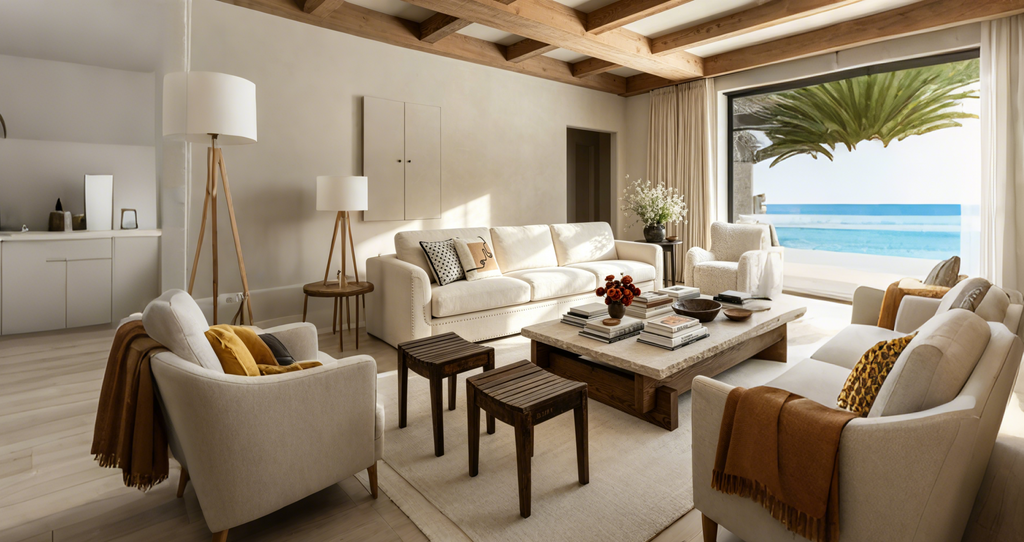 Canapé 3 places en molleton neige moderne avec accoudoirs roulés, 82" - Salon et appartement