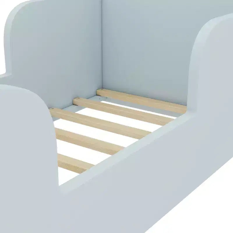 Lit au sol en forme d'ours Okak pour les 3-6 ans, cadre de lit pour tout-petits avec barrière de sécurité, lit pour enfants en forme d'animal mignon
