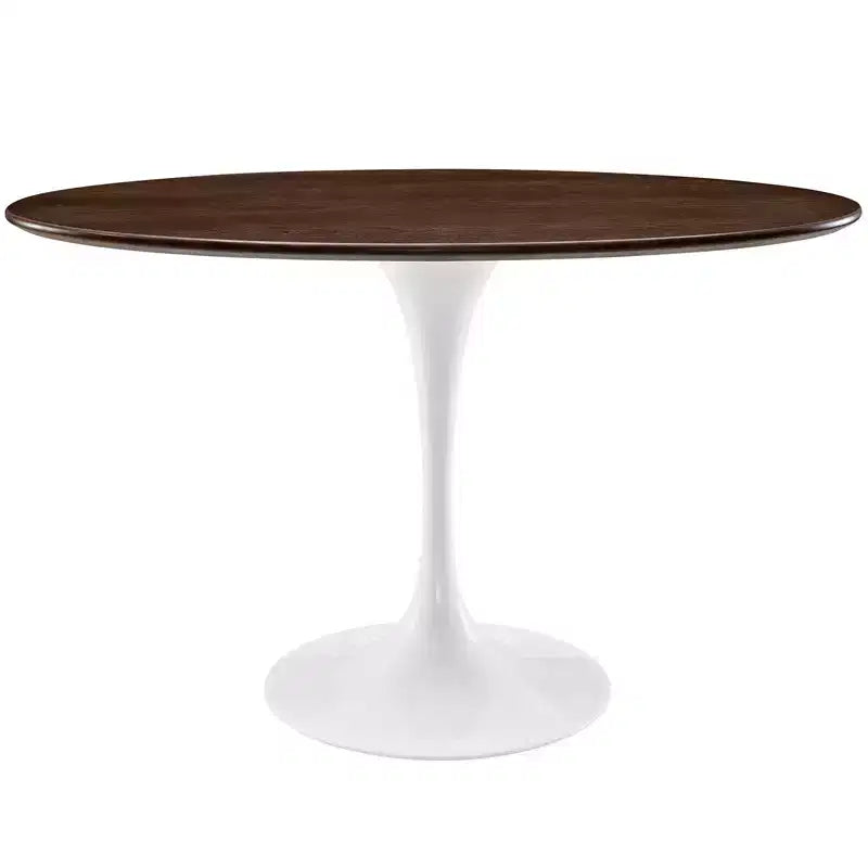 48" Lippa Oval Walnut Dining Table Walnut - Modway: Sleek Modern Pedestal, Seats 4