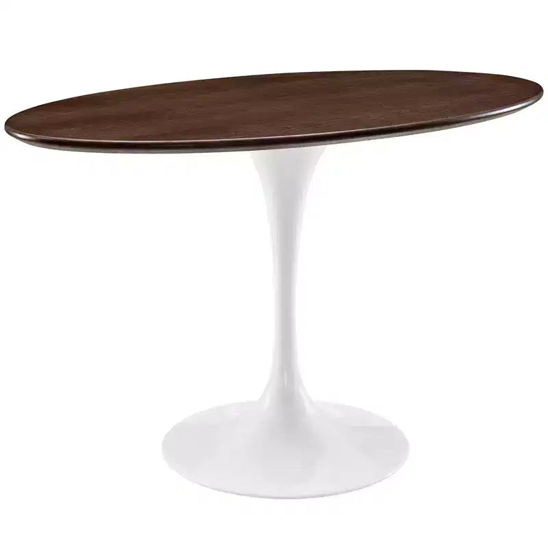 48" Oval Walnut Dining Table - Modern Pedestal Base, Seats 4