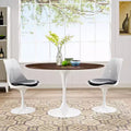 48" Oval Walnut Dining Table - Modern Pedestal Base, Seats 4