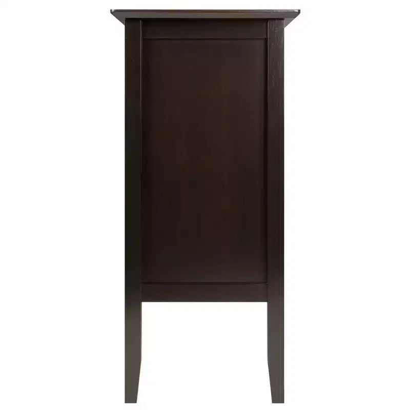 Buffet Cabinet/Sideboard - Coffee Finish, Solid & Composite Wood, 2 Cabinets + Open Shelf