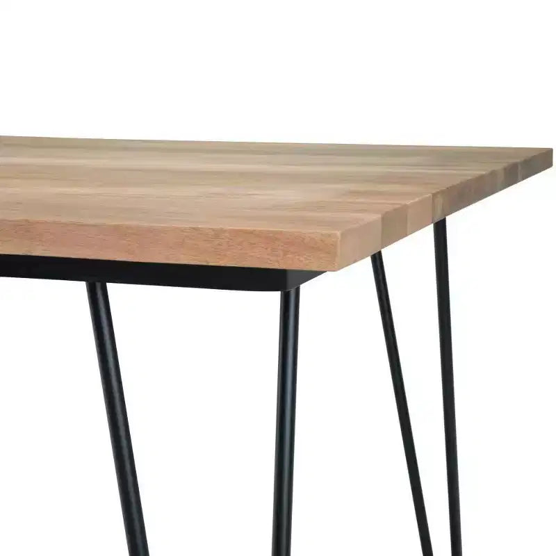 66"x40" Rectangular Dining Table - Natural Mango Wood, Industrial Style, Seats 6
