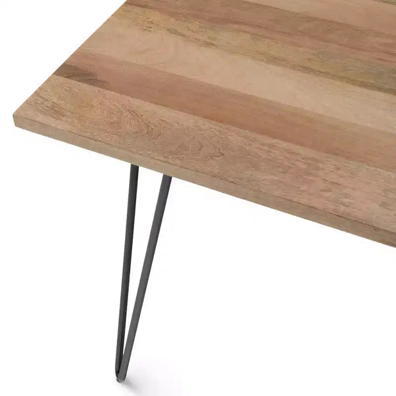 66"x40" Rectangular Dining Table - Natural Mango Wood, Industrial Style, Seats 6