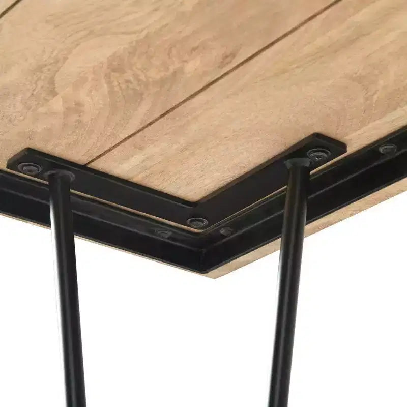 66"x40" Rectangular Dining Table - Natural Mango Wood, Industrial Style, Seats 6