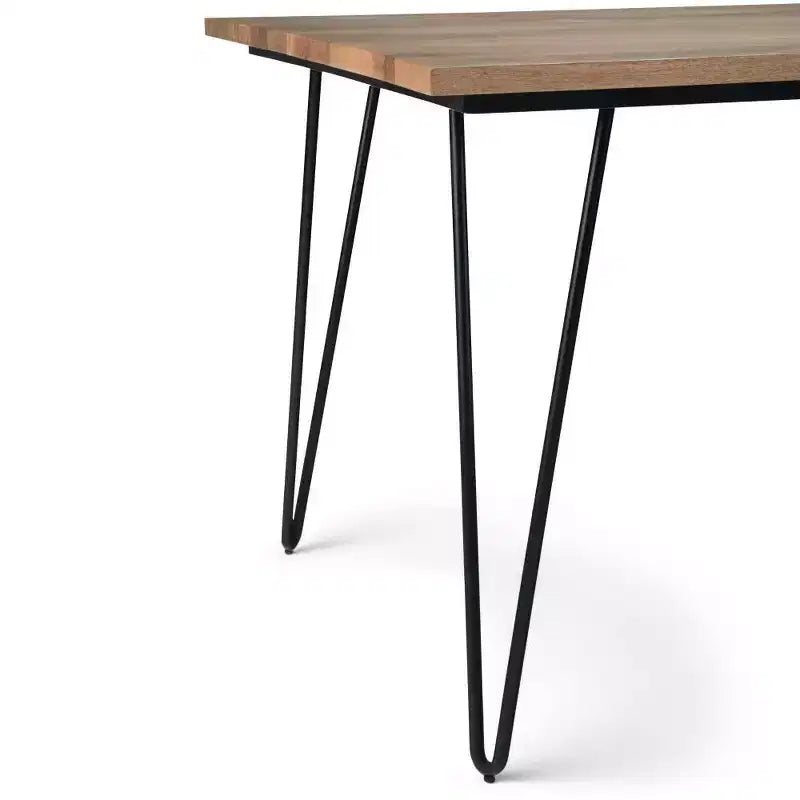 66"x40" Rectangular Dining Table - Natural Mango Wood, Industrial Style, Seats 6