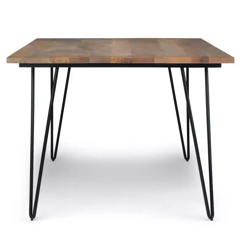66"x40" Rectangular Dining Table - Natural Mango Wood, Industrial Style, Seats 6
