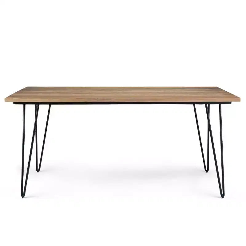 66"x40" Rectangular Dining Table - Natural Mango Wood, Industrial Style, Seats 6