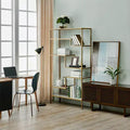 72" 5-Tier Display Shelf - Faux Marble & Brass Finish