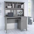 Computer Desk with Hutch - Gray, Mission Style, Pullout Keyboard Tray & Wire Management