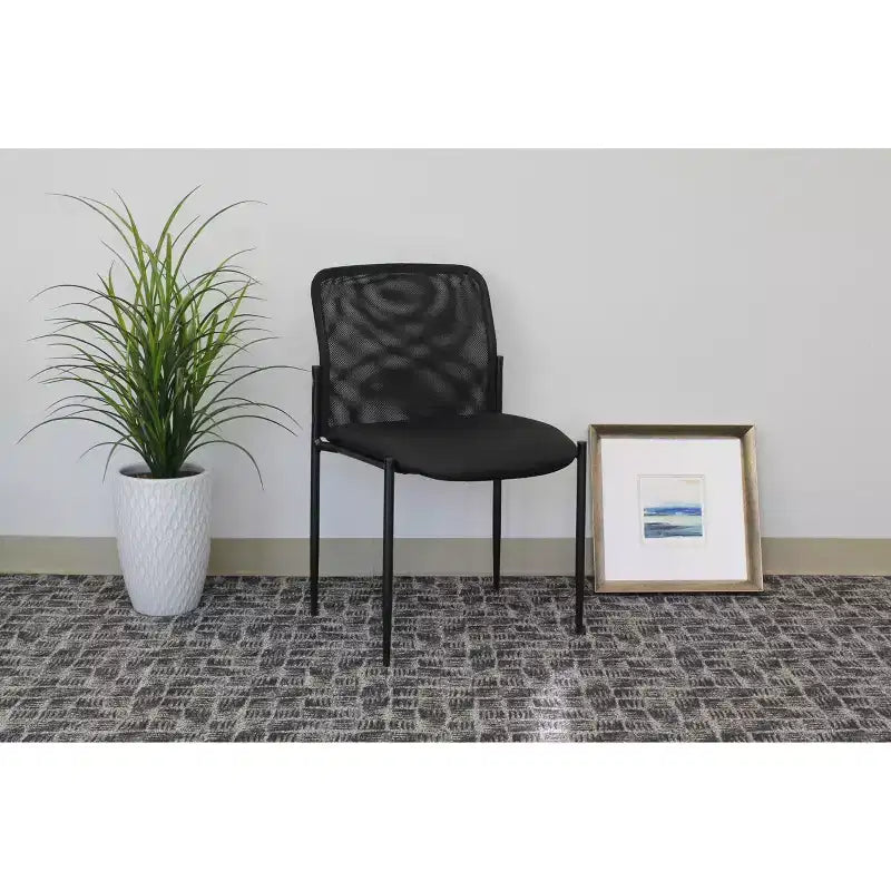 Mesh Guest Chair Black - Armless, Stackable, Metal Frame