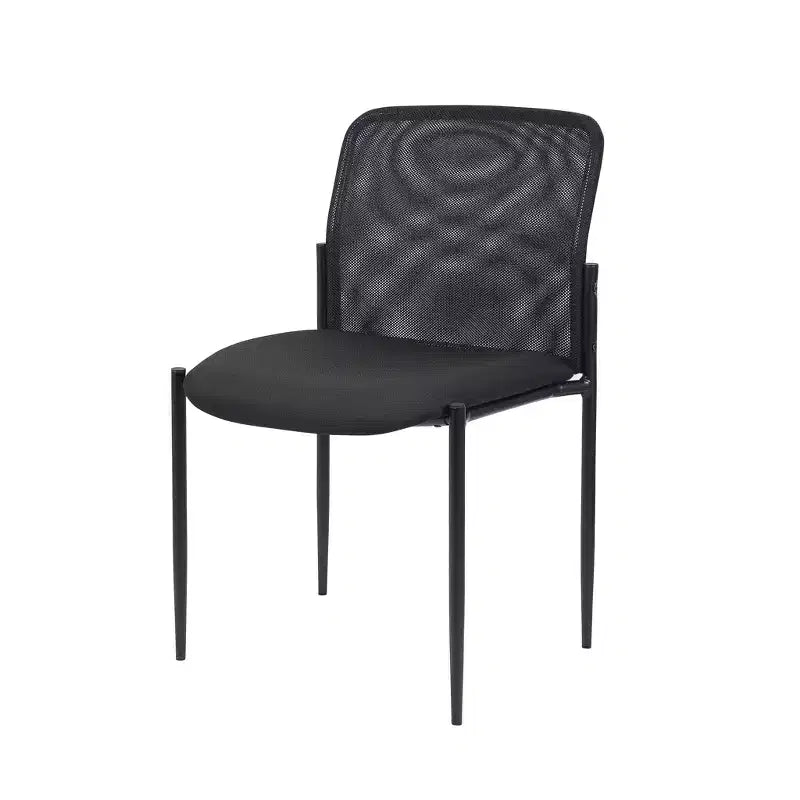Mesh Guest Chair Black - Armless, Stackable, Metal Frame