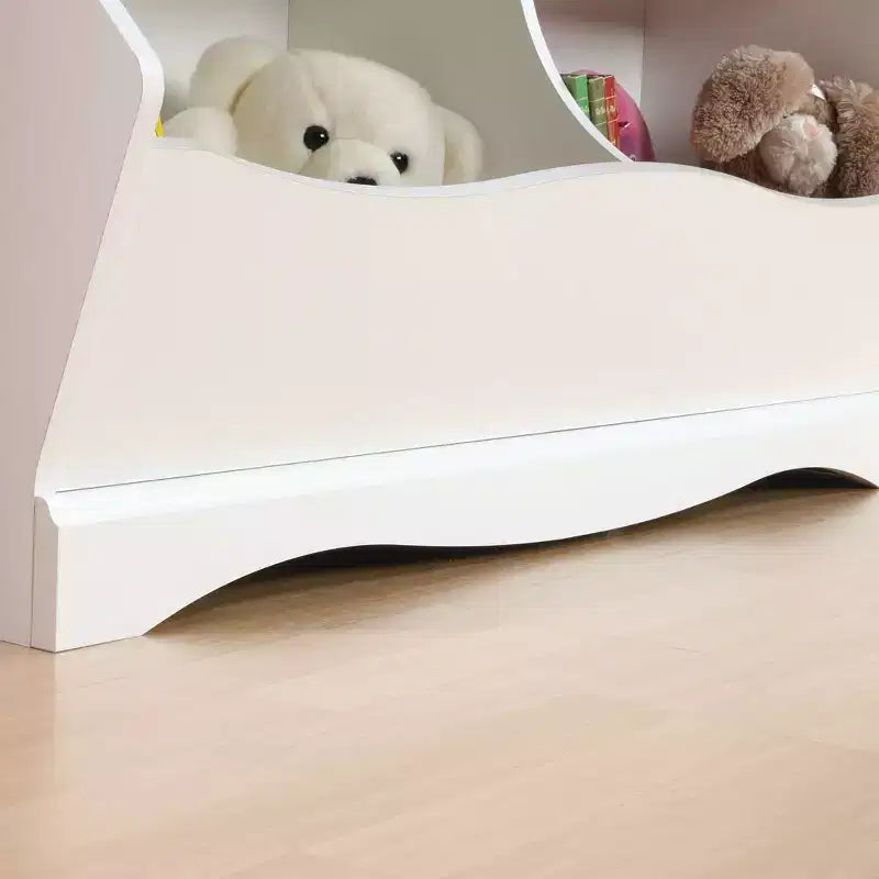 Twin Bookcase/Footboard - Soft White, 4 Cubbyhole Shelves with Storage Bins