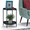 Table d'appoint industrielle en métal noir 17" avec plateau amovible et étagère inférieure