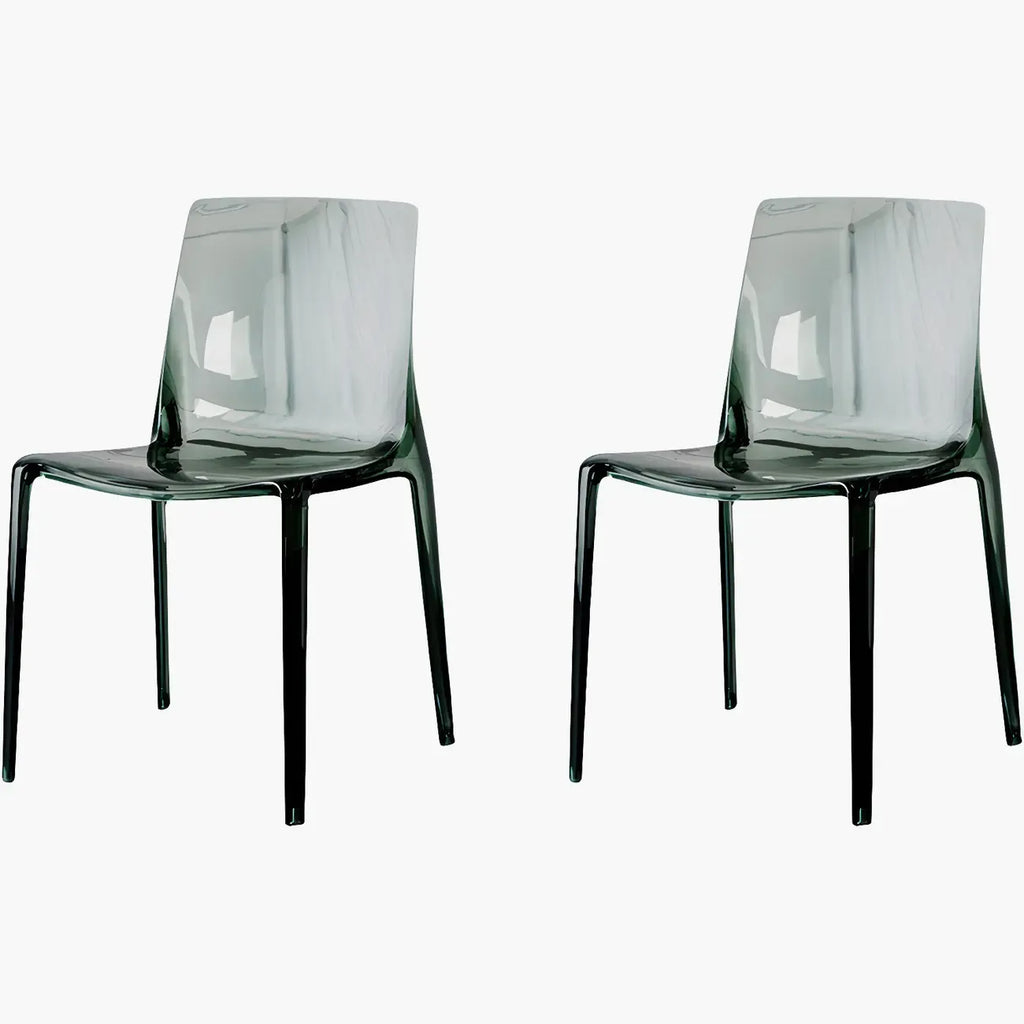 Chaise de salle à manger sans accoudoirs à dossier bas en acrylique ambre