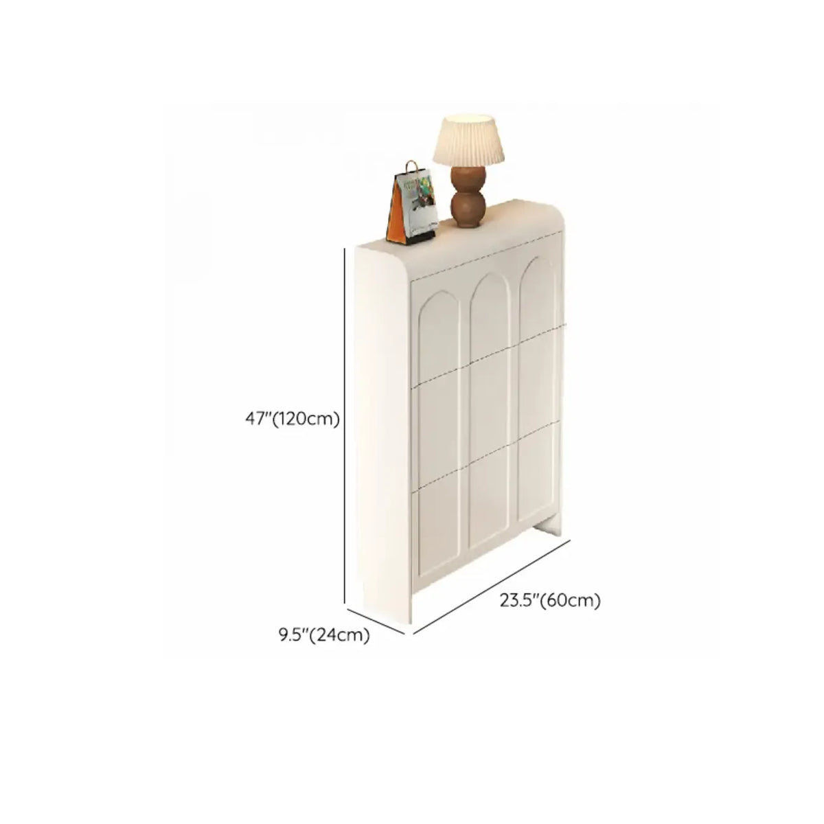 Meuble à chaussures blanc en bois 3 niveaux avec façade rabattable Slim