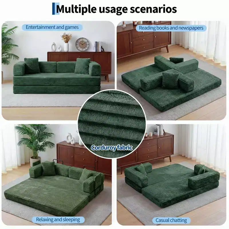 80,7 Canapé-lit convertible 5-en-1 – Corduroy, 544 kg, Aucun assemblage requis