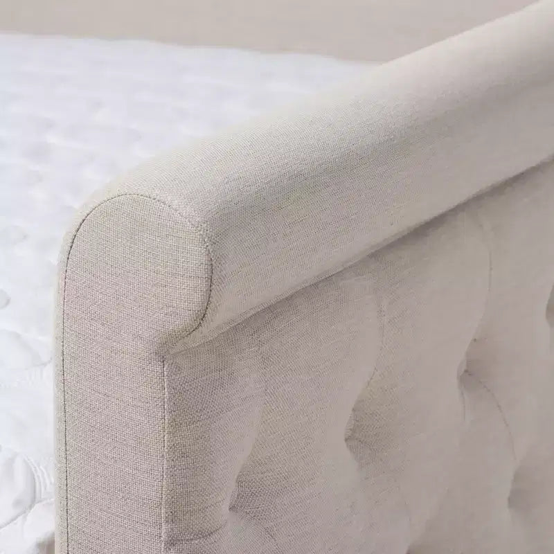 Upholstered Daybed with Trundle - Scrolled Arms & Button Tufting