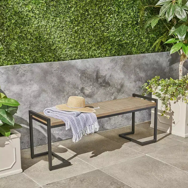 Banc Hopkins en acacia et fer - Christopher Knight Home