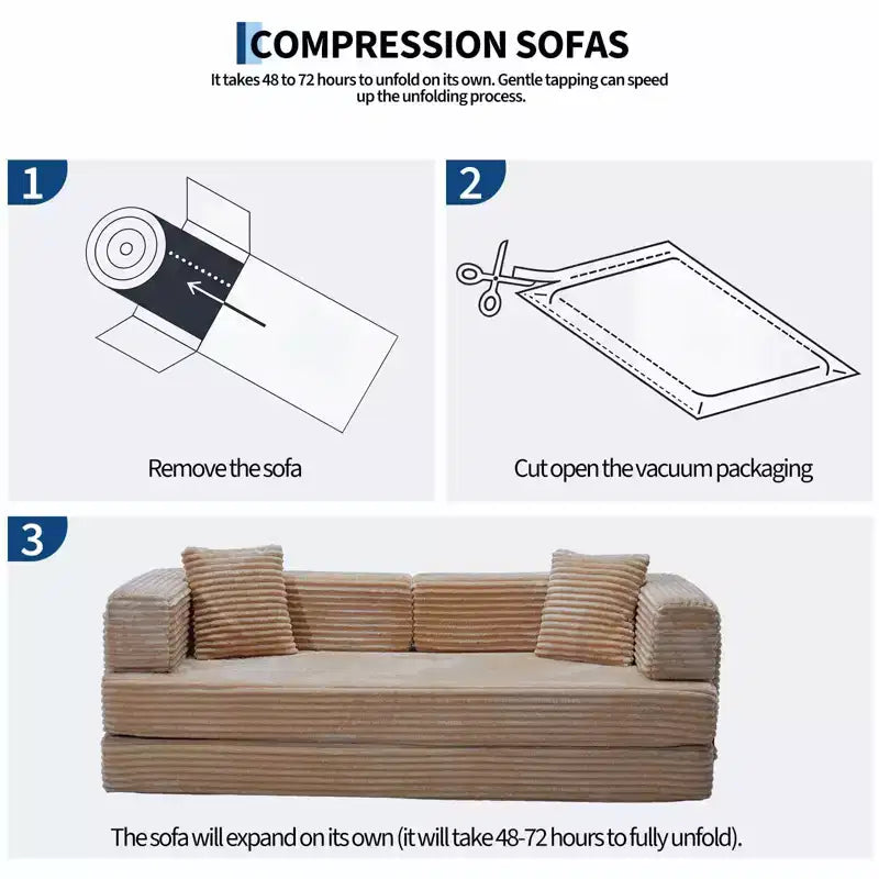 80,7 Canapé-lit convertible 5-en-1 – Corduroy, 544 kg, Aucun assemblage requis
