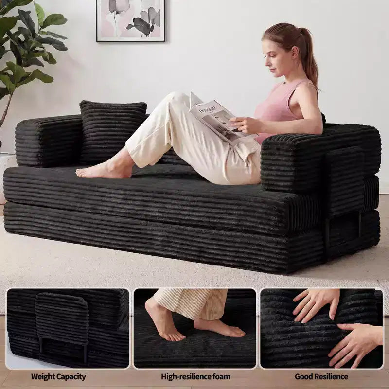 80,7 Canapé-lit convertible 5-en-1 – Corduroy, 544 kg, Aucun assemblage requis