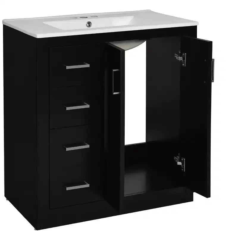 Meuble-lavabo de salle de bain 30 pouces à vasque simple avec armoire et 3 tiroirs – Noir / Bleu / Vert / Indigo / Blanc