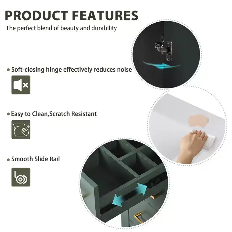 Meuble-lavabo de salle de bain 30 pouces à vasque simple avec armoire et 3 tiroirs – Noir / Bleu / Vert / Indigo / Blanc