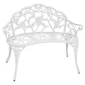 Sunnydaze 2-Person Classic Rose Design Cast Aluminum Outdoor Garden Bench, White