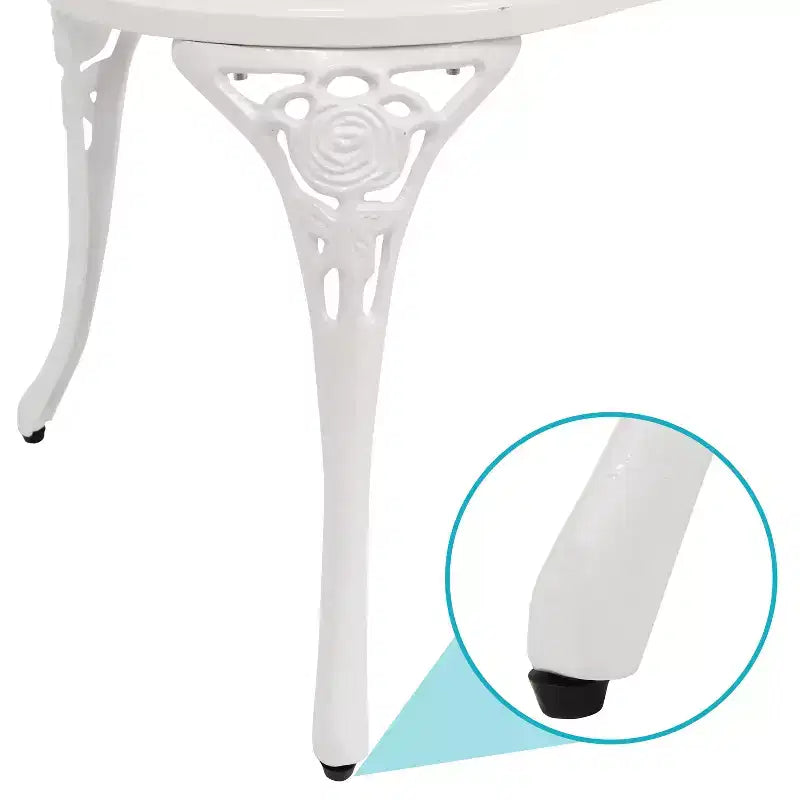 Banc de jardin extérieur Sunnydaze 2 places en aluminium moulé motif rose classique, blanc
