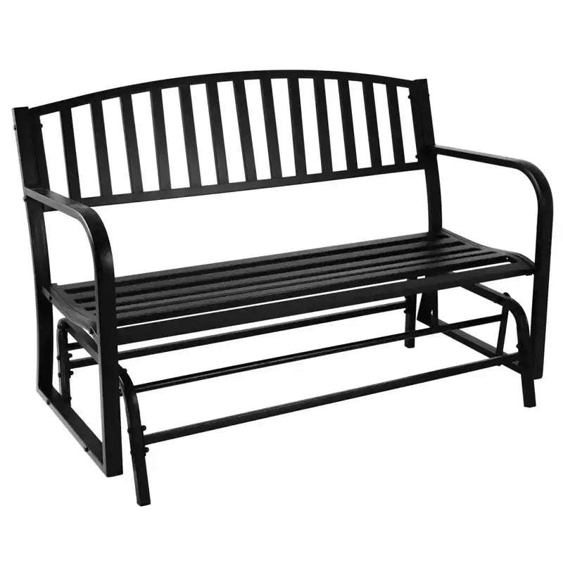 Sunnydaze 50 2-Person Metal Outdoor Glider Bench, Black