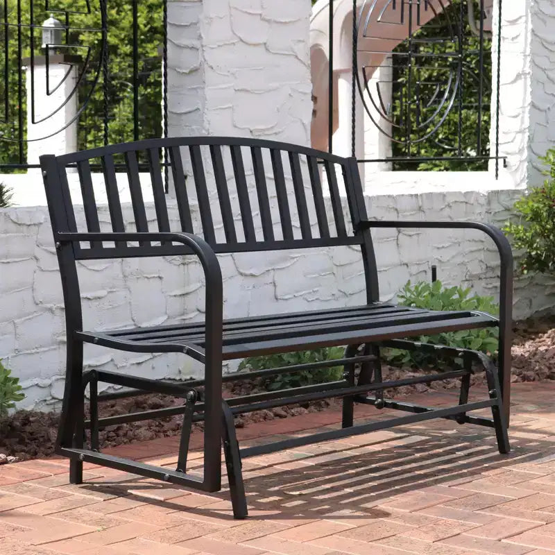 Banc à bascule d'extérieur Sunnydaze en métal pour 2 personnes, 50 pouces, noir