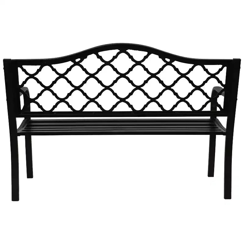 Banc de jardin extérieur en fonte noire Sunnydaze 2 places avec motif en treillis