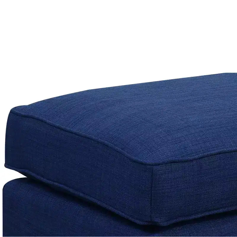 Square Upholstered Ottoman with Nailhead Trim & Espresso Legs