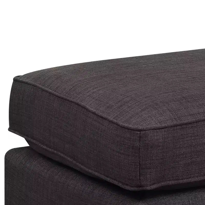 Square Upholstered Ottoman with Nailhead Trim & Espresso Legs