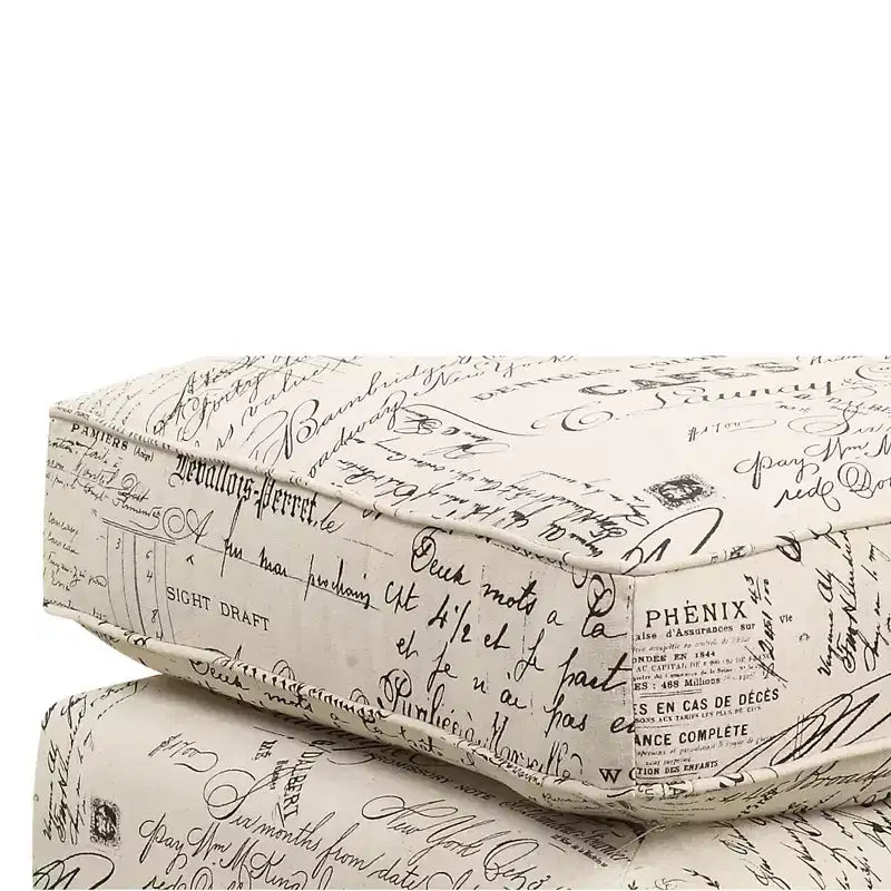 Square Upholstered Ottoman with Nailhead Trim & Espresso Legs
