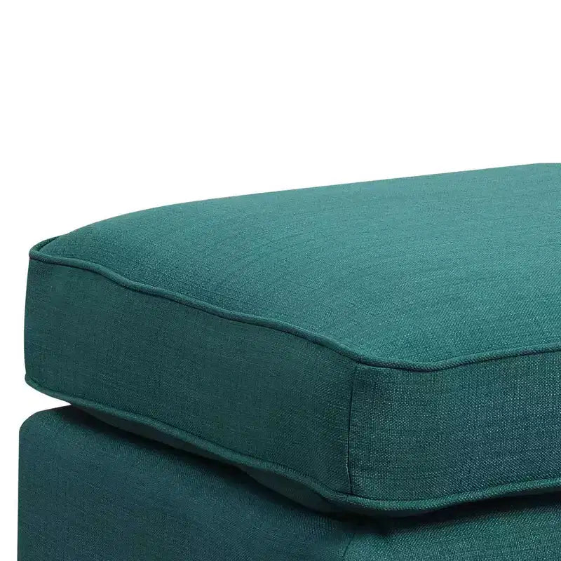 Square Upholstered Ottoman with Nailhead Trim & Espresso Legs