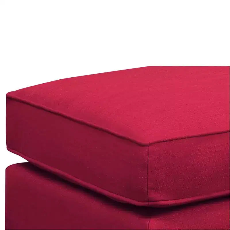 Square Upholstered Ottoman with Nailhead Trim & Espresso Legs