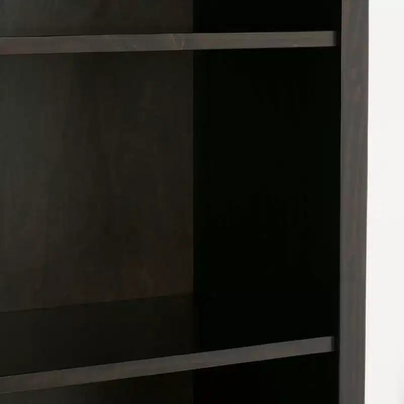70" Five-Shelf Solid Wood Bookcase - Lacquered Pine, 4 Adjustable Shelves