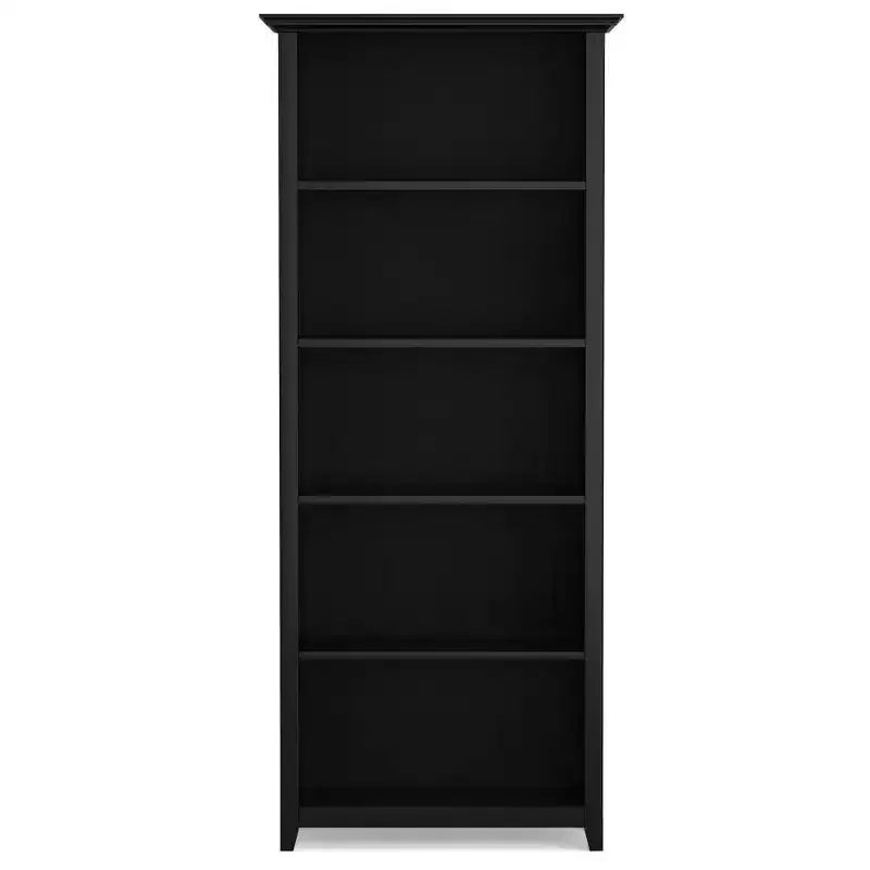 70" Five-Shelf Solid Wood Bookcase - Lacquered Pine, 4 Adjustable Shelves