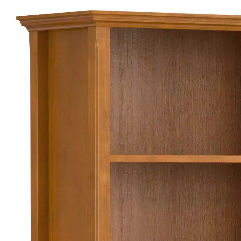 70" Five-Shelf Solid Wood Bookcase - Lacquered Pine, 4 Adjustable Shelves