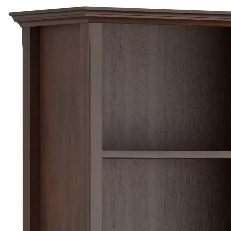 70" Five-Shelf Solid Wood Bookcase - Lacquered Pine, 4 Adjustable Shelves