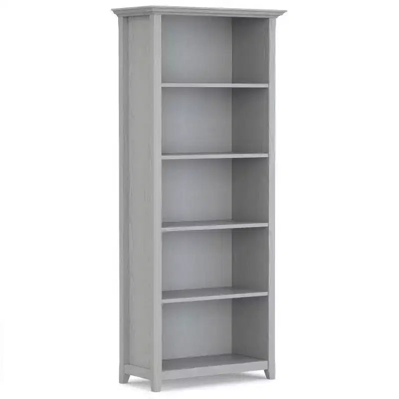 70" Five-Shelf Solid Wood Bookcase - Lacquered Pine, 4 Adjustable Shelves