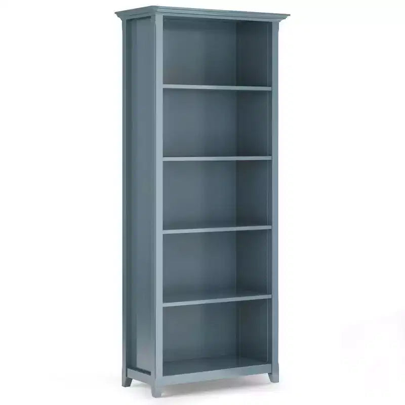 70" Five-Shelf Solid Wood Bookcase - Lacquered Pine, 4 Adjustable Shelves