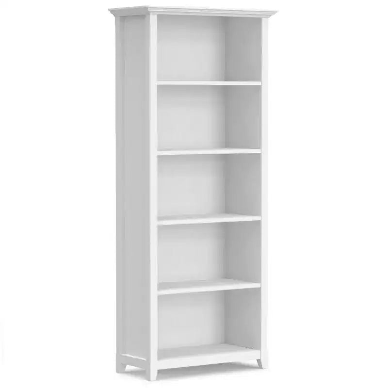 70" Five-Shelf Solid Wood Bookcase - Lacquered Pine, 4 Adjustable Shelves