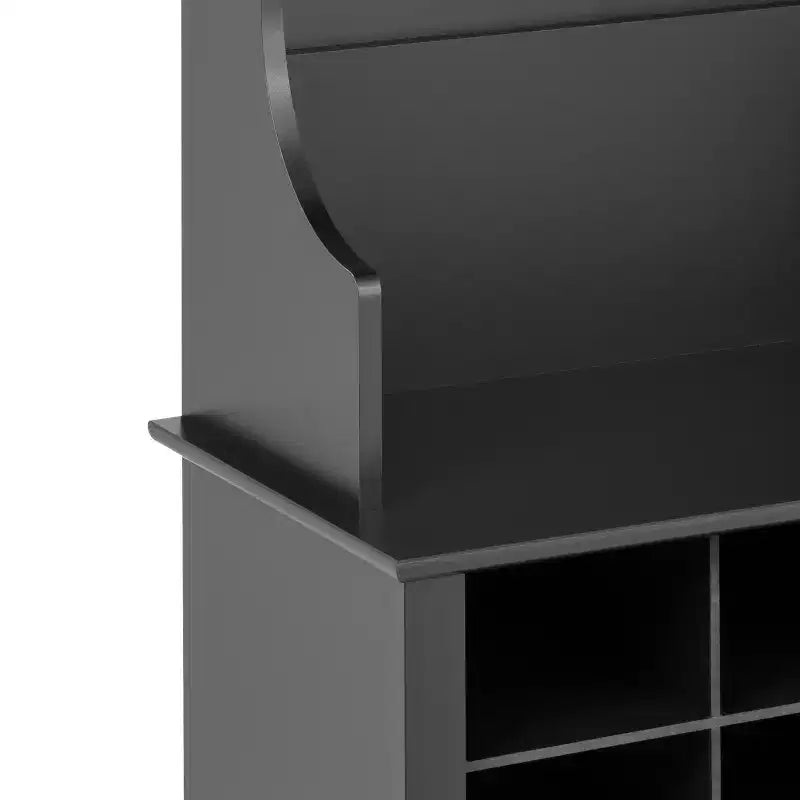 27" Narrow Hall Tree with 9 Shoe Cubbies & 3 Double Coat Hooks